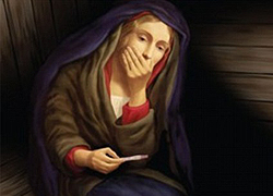 Szűz Mária terhességi tesztjével sokkol a templom