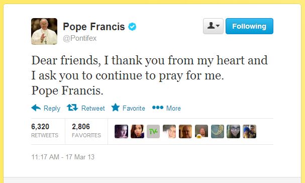 Márciusban készítettek Twitter fiókot a pápának, aminek októberre már 10 milliónál is több követője lett